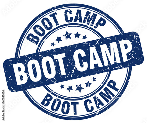 boot camp blue grunge round vintage rubber stamp