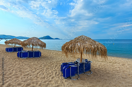 Summer morning beach  Chalkidiki  Greece .