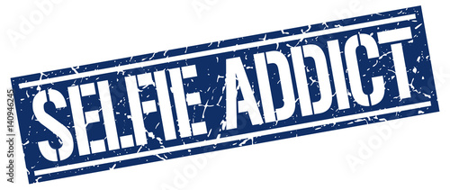 selfie addict square grunge stamp