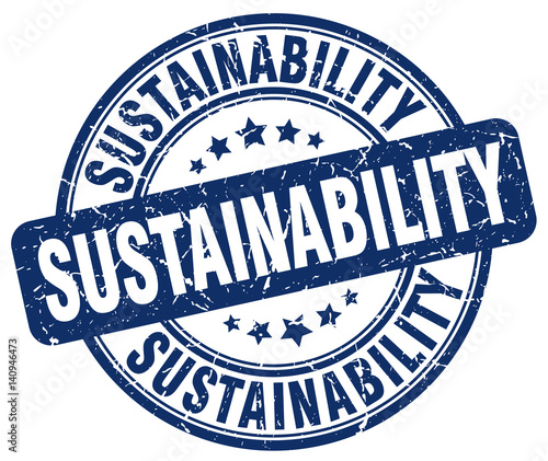 sustainability blue grunge stamp