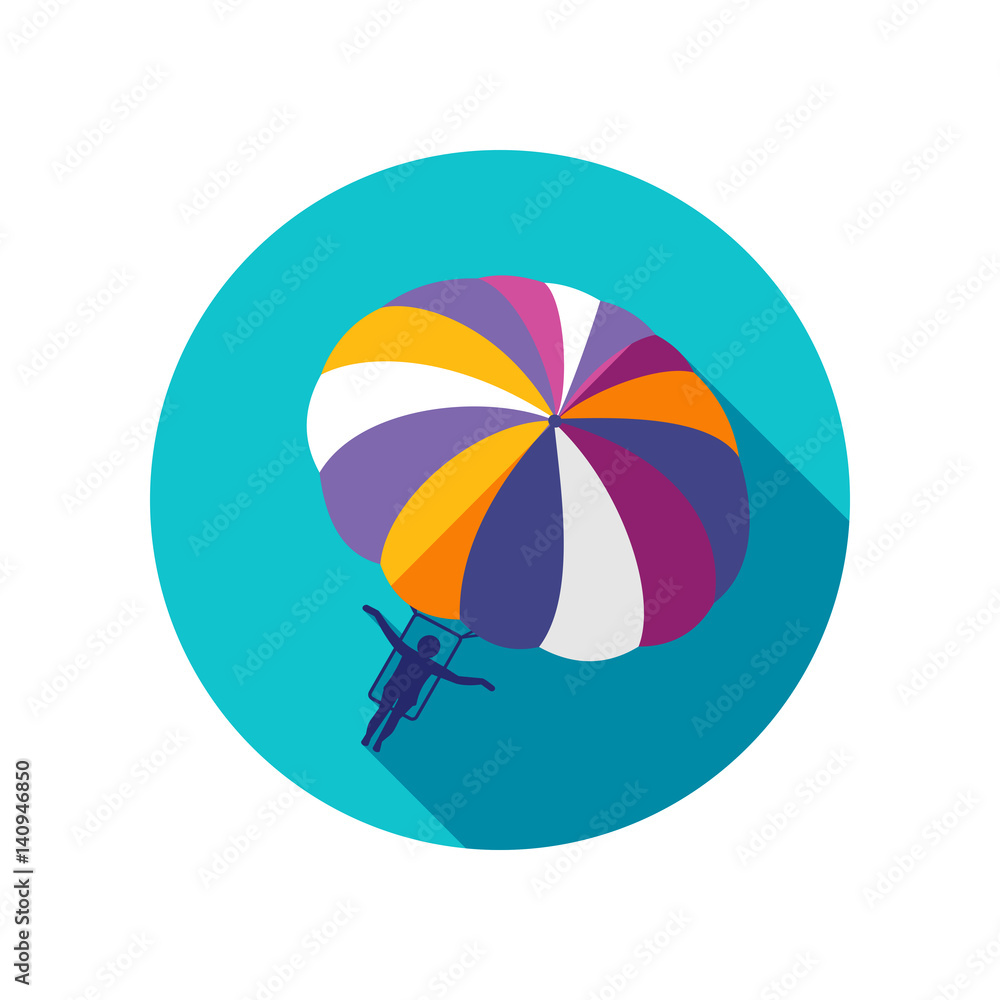 Fototapeta premium Parasailing. Summer kiting activity icon. Vacation