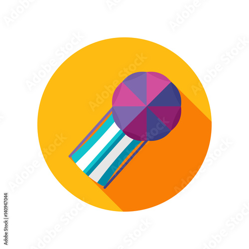 Beach chaise lounge with umbrella icon. Vacation