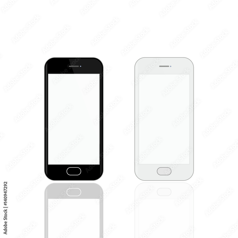Realistic smartphones mockup. Vector smartphones isolated on white background. Realistic smartphones mockup. Vector smartphones isolated on white background.