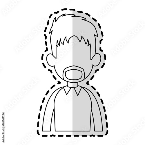 faceless man with scruffy hair and beard cartoon icon image vector illustration design  sticker