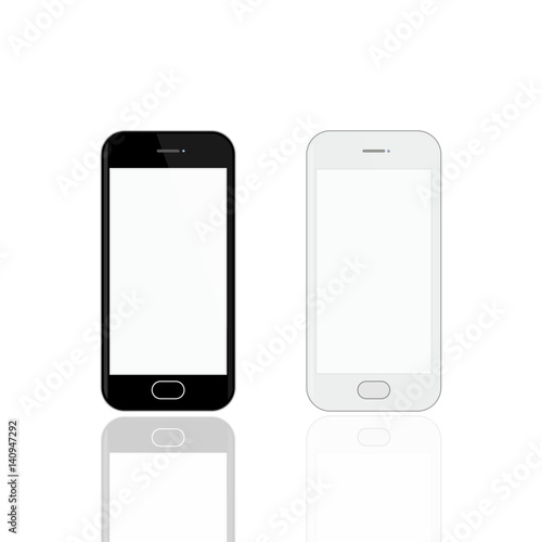 Realistic smartphones mockup. Vector smartphones isolated on white background.