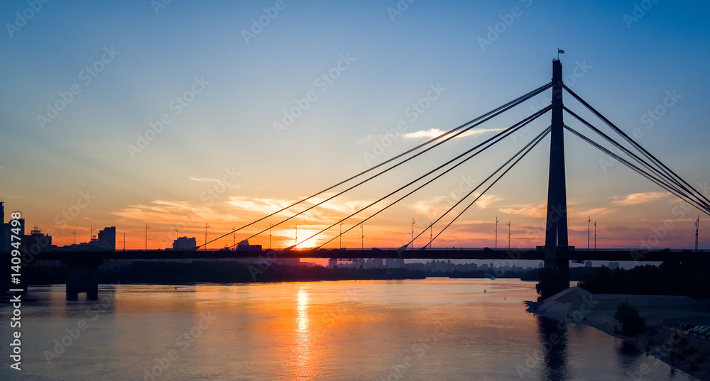 Aerial photography of the sunset over the river Aerial photography of the sunset over the river