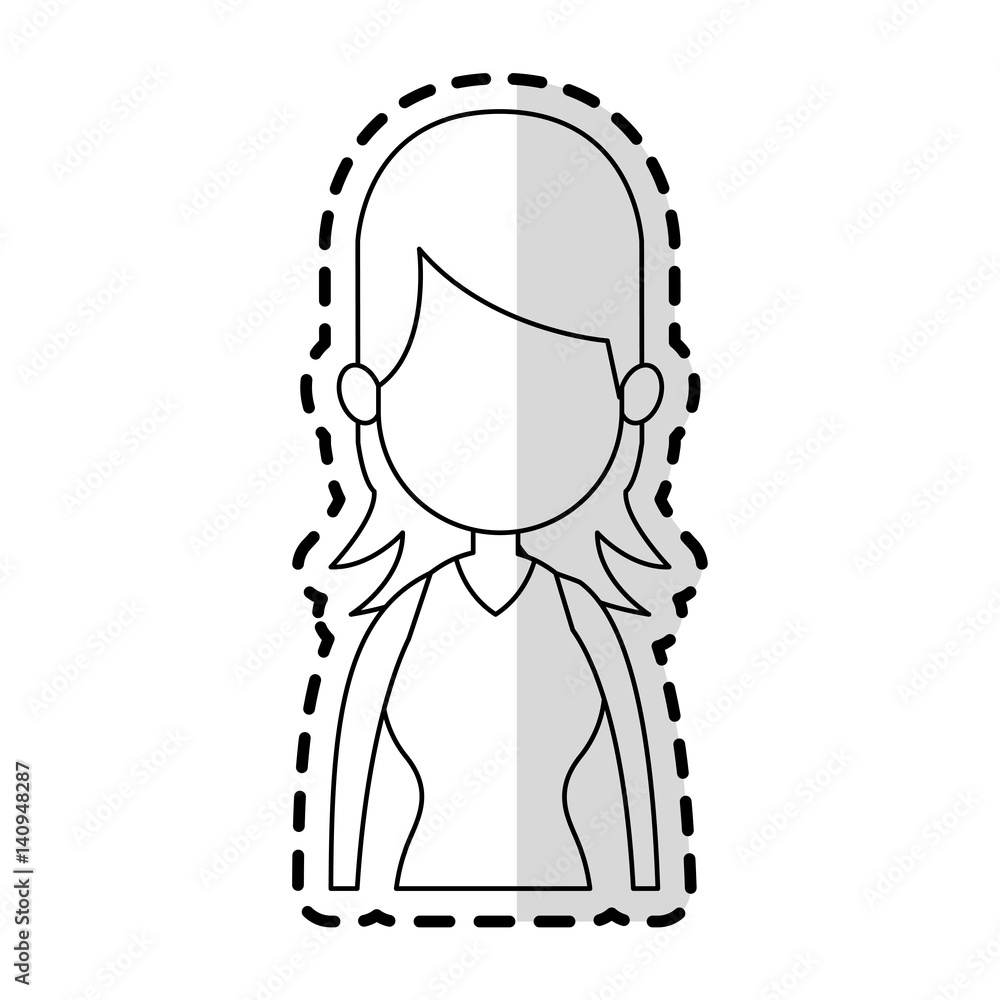 faceless woman with layered hair cartoon icon image vector illustration design sticker faceless woman with layered hair cartoon icon image vector illustration design sticker