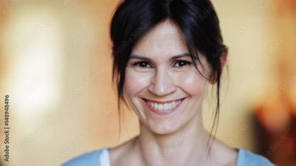 face of happy smiling young woman face of happy smiling young woman