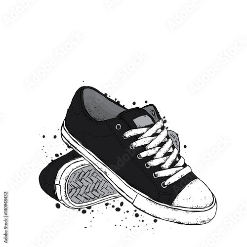 Stylish sneakers. Vector illustration for a postcard or a poster.
