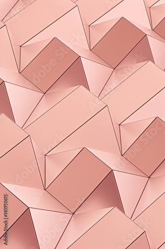Fototapeta Naklejka Na Ścianę i Meble -  Architectural geometry in a trendy color is pink gold.