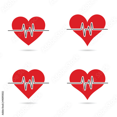 heartbeat set in red color illustration