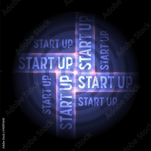 Abstract transparent circle with the word start up