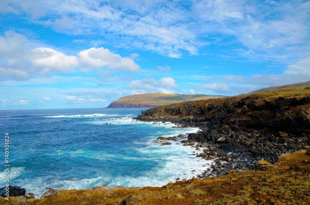 Impressions of the rocky coasts around Easter Island, Rapa Nui, Chile, South America Impressions of the rocky coasts around Easter Island, Rapa Nui, Chile, South America