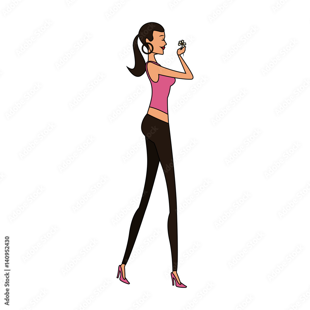 attractive young woman holding flower icon image vector illustration design attractive young woman holding flower icon image vector illustration design