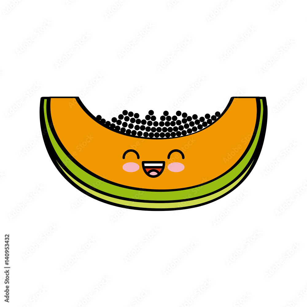 kawaii paw paw fruit icon over white background. colorful design. vector illustration kawaii paw paw fruit icon over white background. colorful design. vector illustration