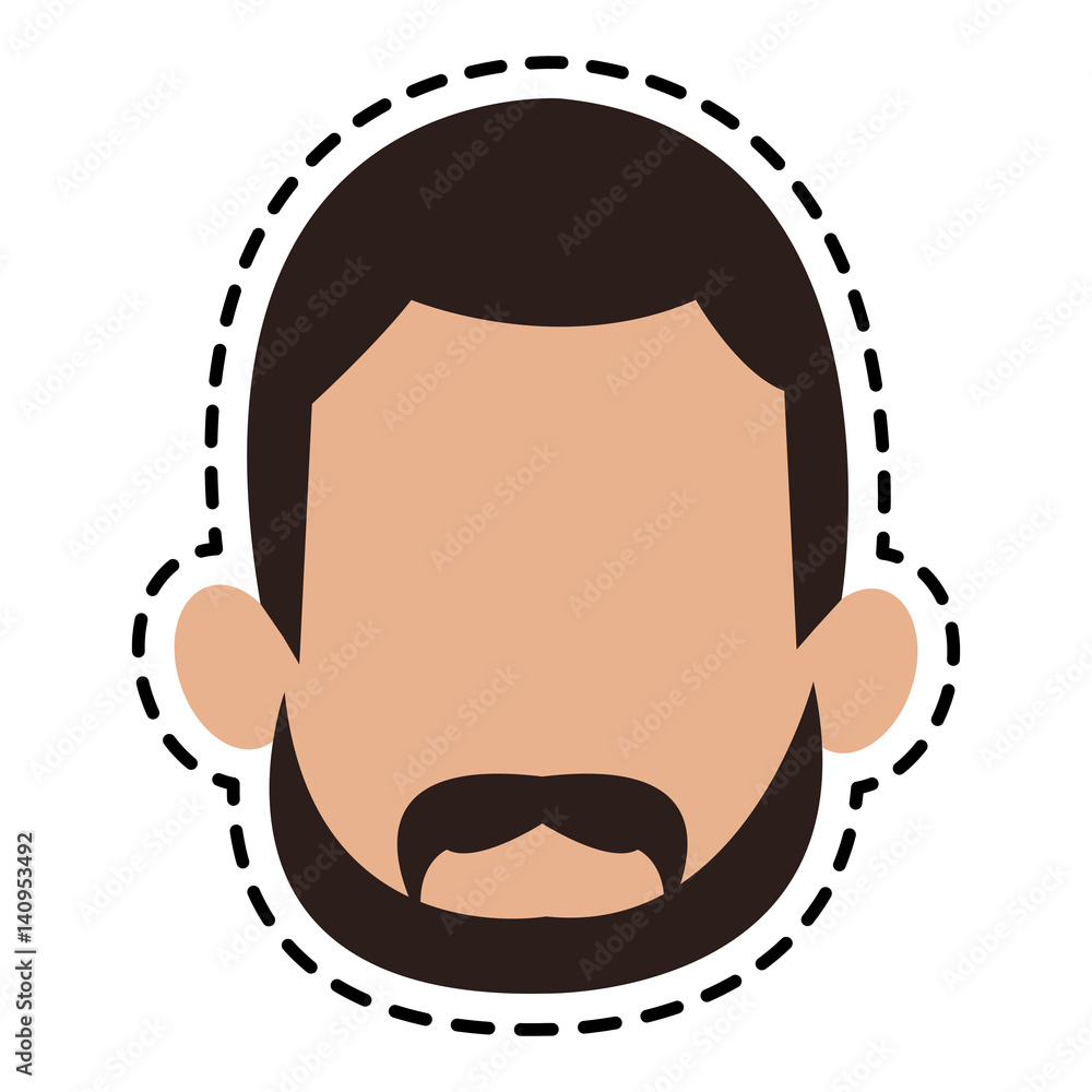 head of faceless man with mustache and beard cartoon icon image vector  illustration design Stock Vector | Adobe Stock