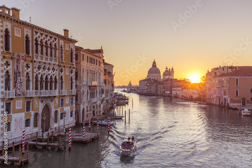 Gran Canal and Santa Maria della Salute Church at sunrise. Venice, Veneto, Italy. photo