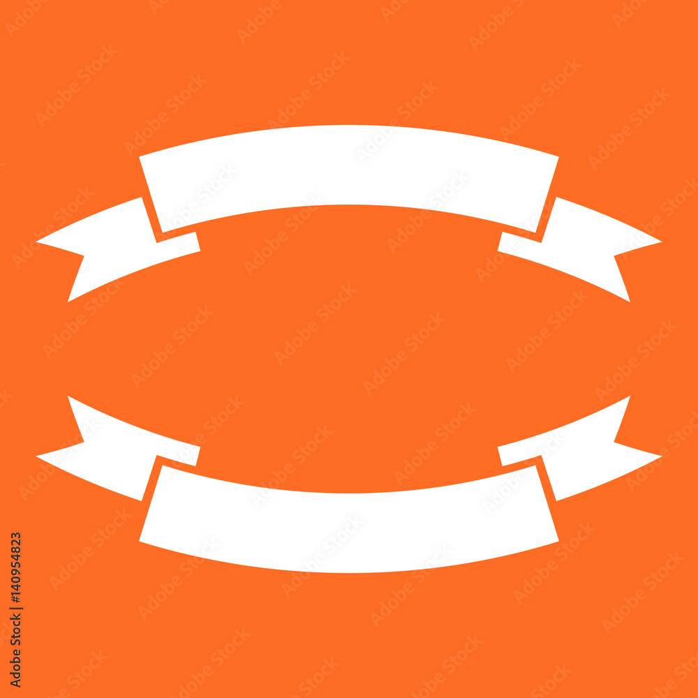Badge icon. Ribbon vector illustration in flat style on orange background. Badge icon. Ribbon vector illustration in flat style on orange background.