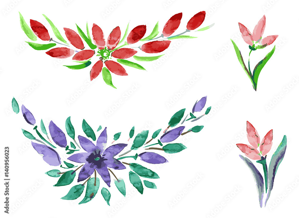 watercolor flowers in different styles watercolor flowers in different styles