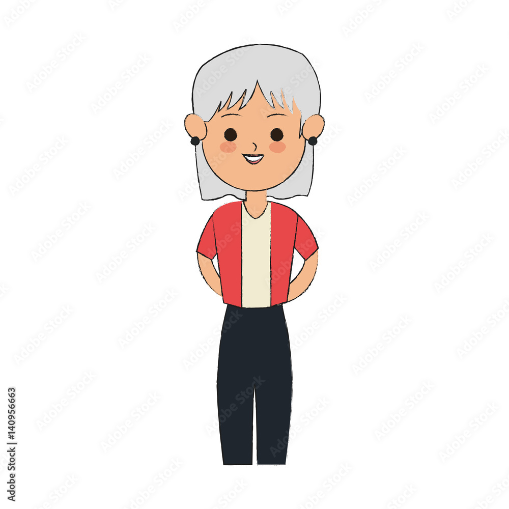 old woman cartoon icon over white background. vector illustration