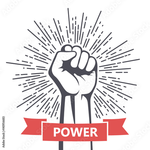 Fist male hand, proletarian protest symbol. Power sign