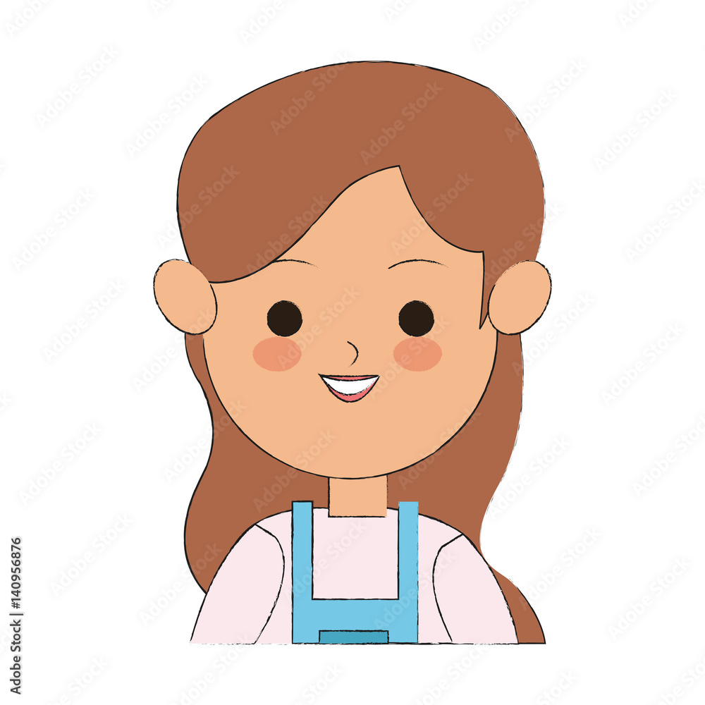 woman with long hair cartoon icon over white background. vector illustration woman with long hair cartoon icon over white background. vector illustration
