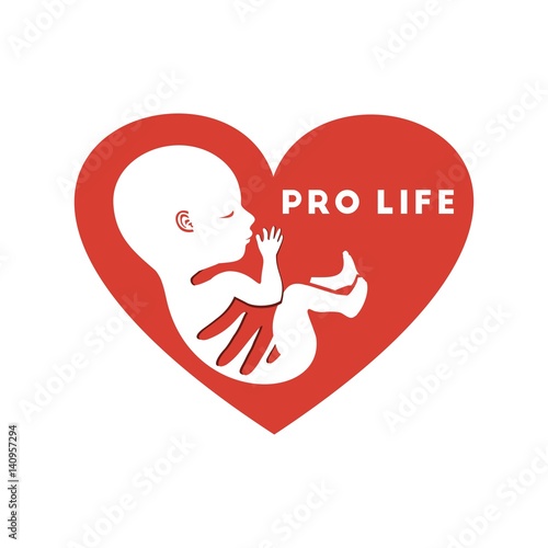 Pro life, a child whit heart, logo