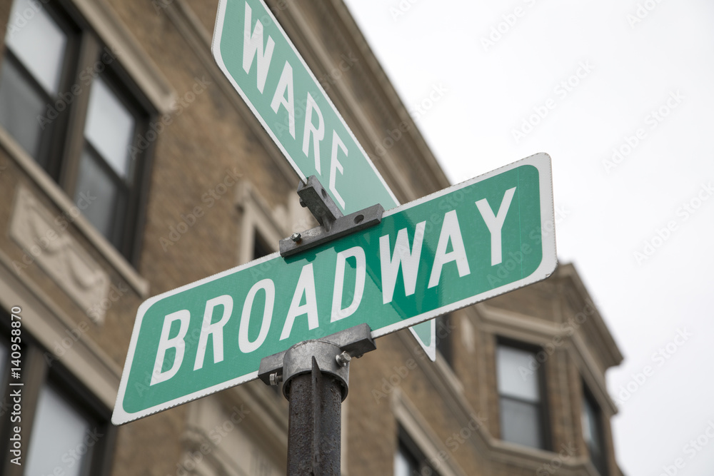 Corner of Ware and Broadway Street Sign, Boston Corner of Ware and Broadway Street Sign, Boston