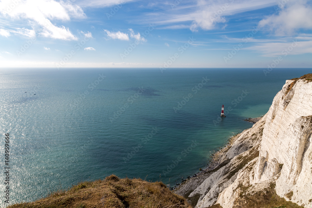 Beachy Head Lighthouse & Cliff, near Eastbourne, East Sussex, England, UK