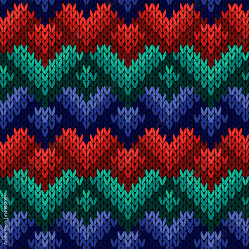 Knitting seamless pattern with stylized hearts