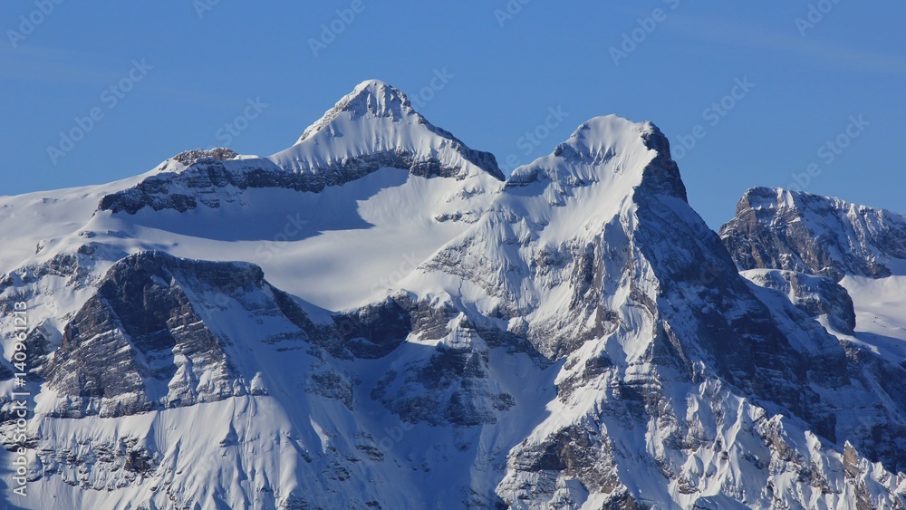 Peak of mount Uri Rotstock, Swiss Alps.