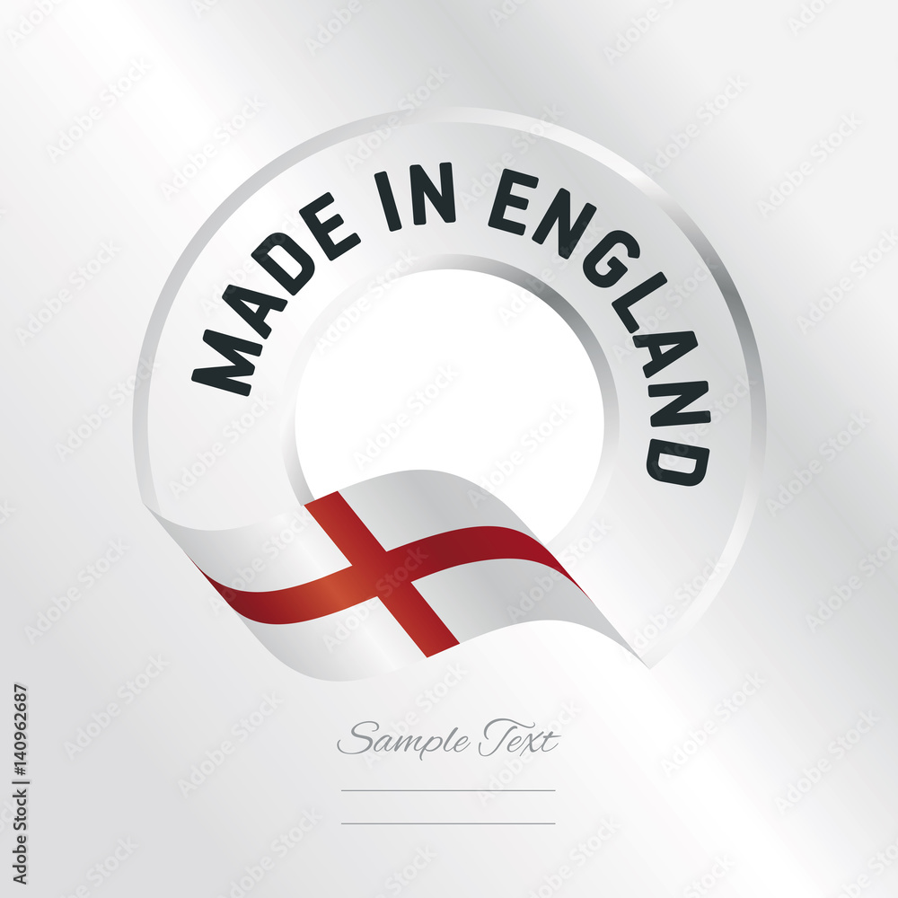 Made in England transparent logo icon silver background Stock Adobe Stock