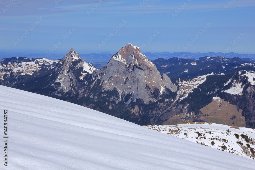 Grosser Mythen, mountain in Switzerland. View from Stoos.