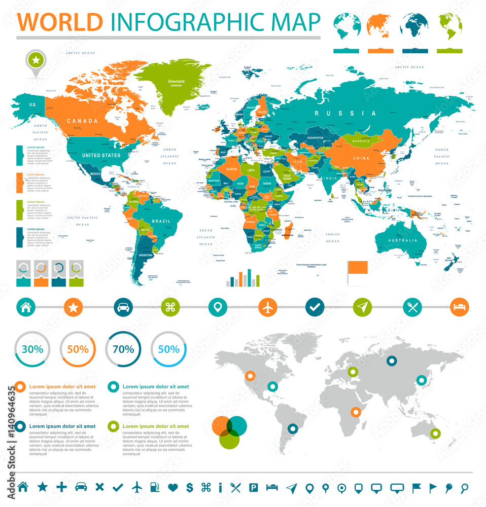 World Map - Infographic Set World Map - Infographic Set