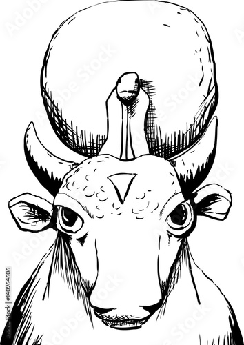 Outlined Apis bull god with sun disk