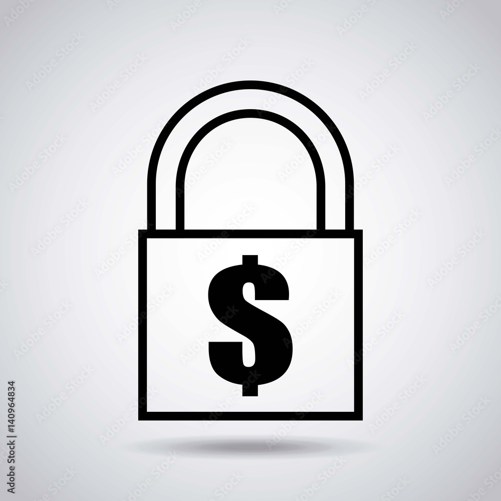 padlock with money sign over white background. vector illustration padlock with money sign over white background. vector illustration