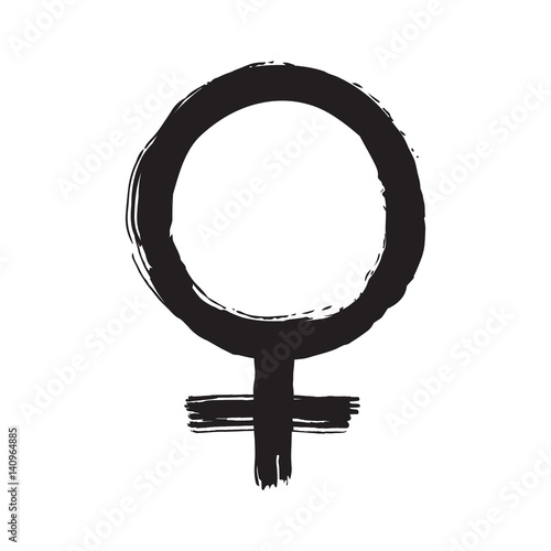 Black ink mirror of venus symbol vector hand drawn illustration.