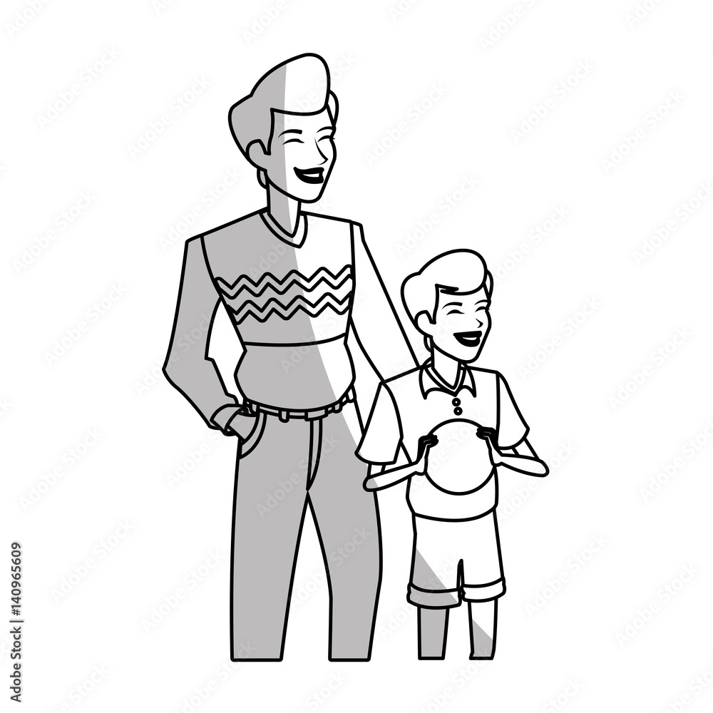 happy father with his son over white background. vector illustration happy father with his son over white background. vector illustration