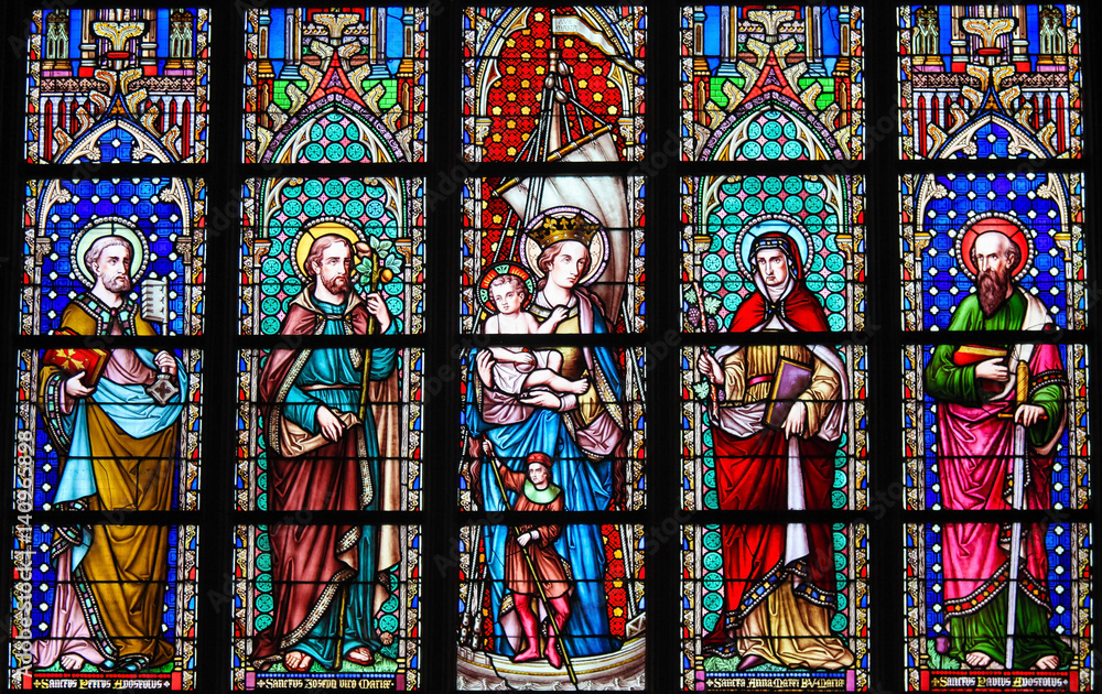 Stained Glass - Saints in Sablon Church, Brussels Stained Glass - Saints in Sablon Church, Brussels