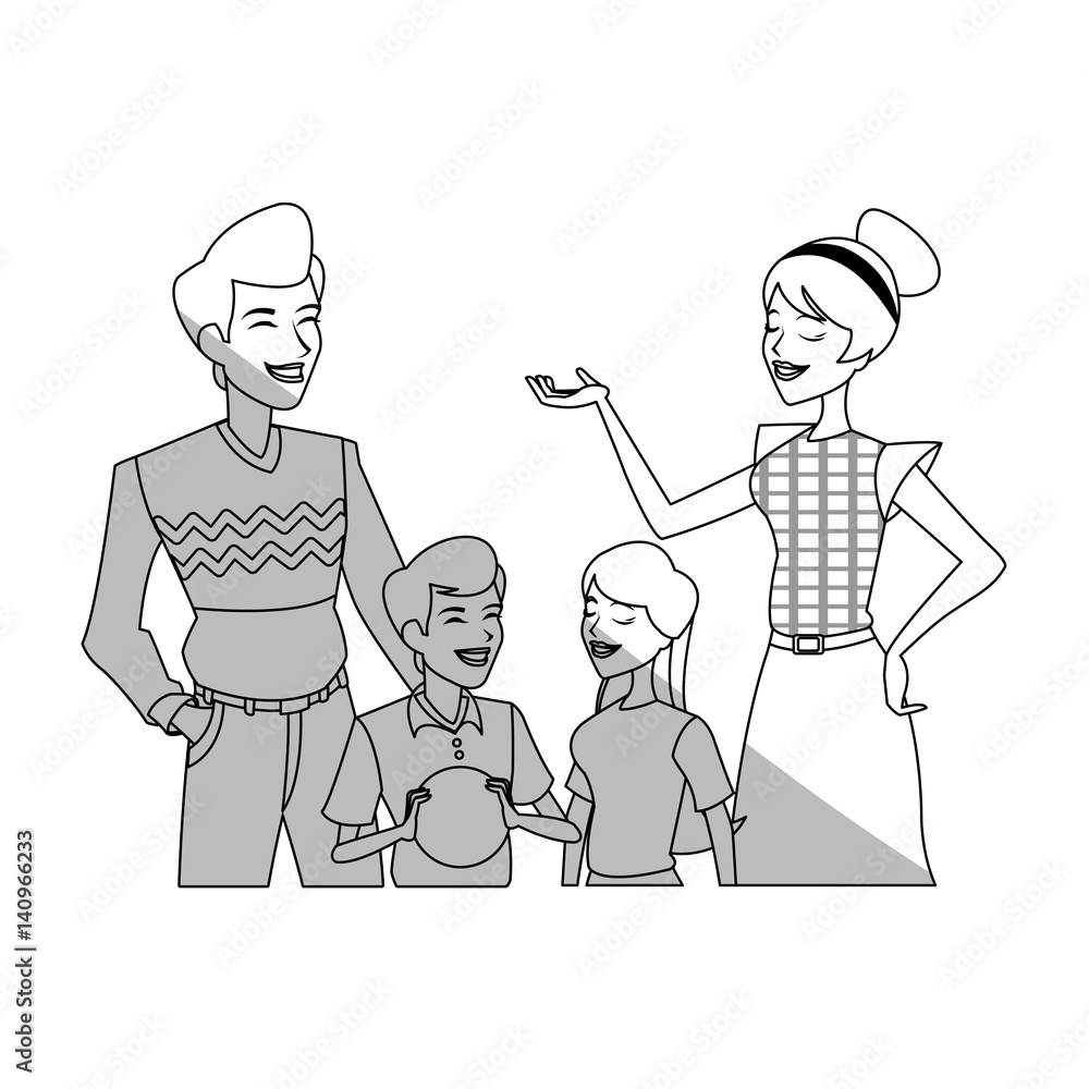happy family cartoon icon over white background. vector illustration happy family cartoon icon over white background. vector illustration