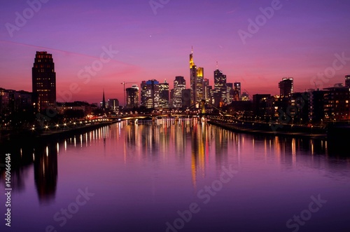 Frankfurt am Main city skyline at sunset © pradeepthundiyil