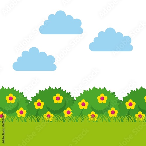 bushes with beautiful flowers. colorful design. vector illustration