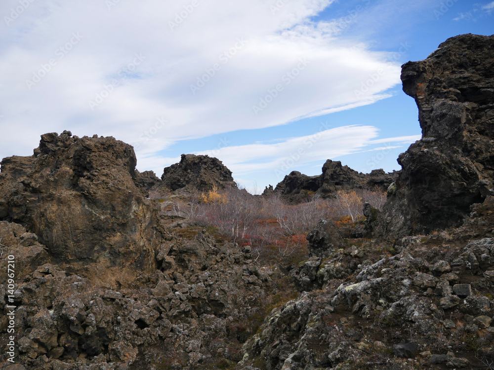 Tuffsteinformation im Lavafeld Dimmuborgir am Mývatn-See in Island