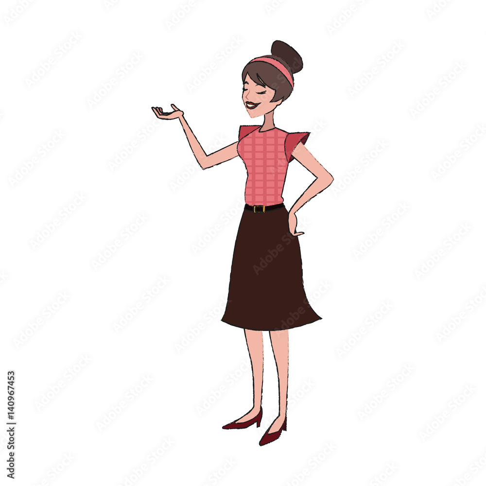 woman wearing pink clothes cartoon icon over white background. vector illustration woman wearing pink clothes cartoon icon over white background. vector illustration
