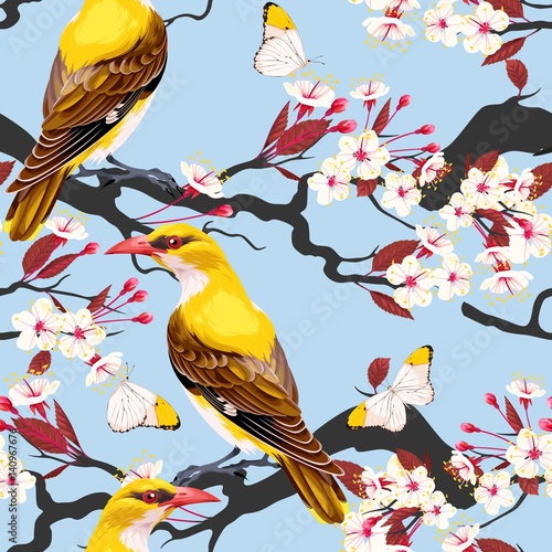 Seamless blooming cherry