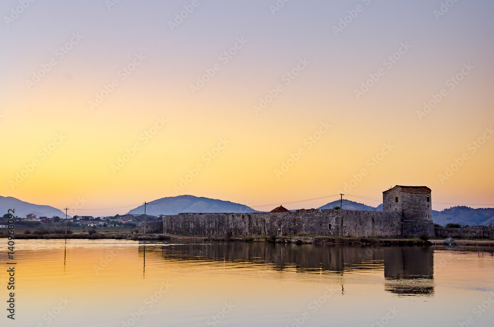 Butrint Archaeological Site and National park at sunrise, Albania. This Archeological site is World Heritage Site by UNESCO