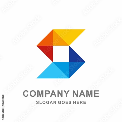 Monogram Letter S Geometric Infinity Triangle Square Pixel Motif Pattern Origami Business Company Stock Vector Logo Design Template 