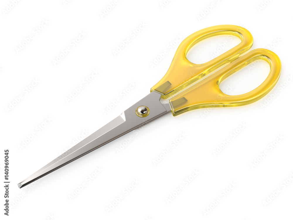 Yellow closed scissors 3D Yellow closed scissors 3D