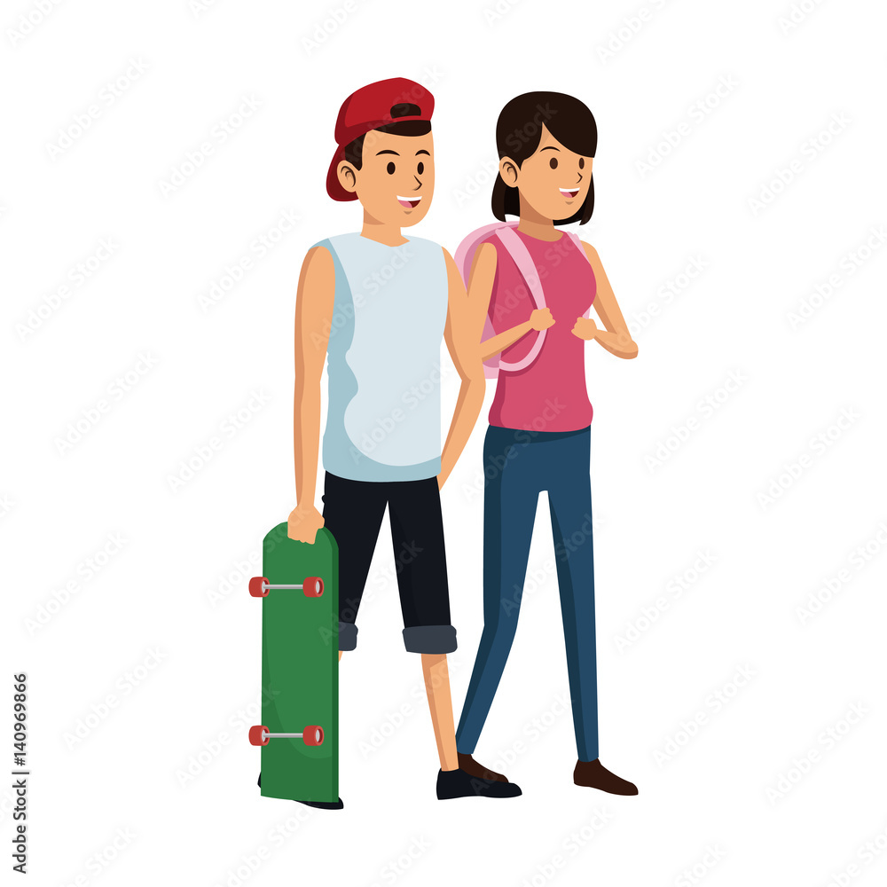 young couple cartoon icon over white background. colorful design. vector illustration young couple cartoon icon over white background. colorful design. vector illustration