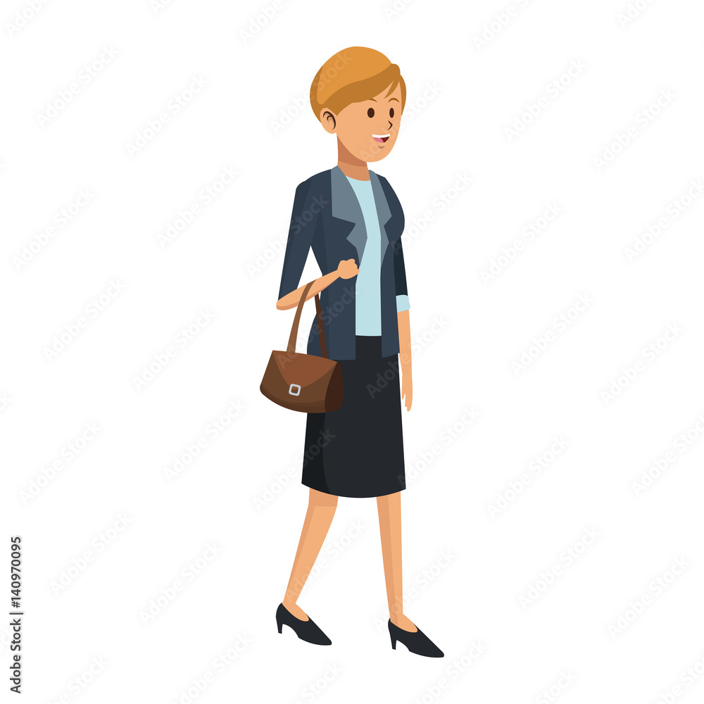 businesswoman cartoon icon over white background. colorful design. vector illustration
